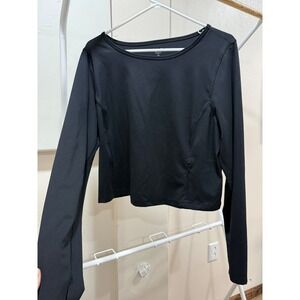 Old Navy Active Powersoft Long Sleeve Top Black XL Go-Dry Cropped